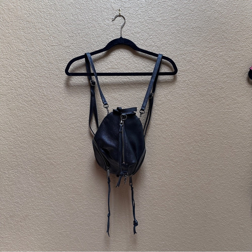 Rebecca Minkoff Black Leather Backpack with Vertical Zipper - Picture 10 of 12